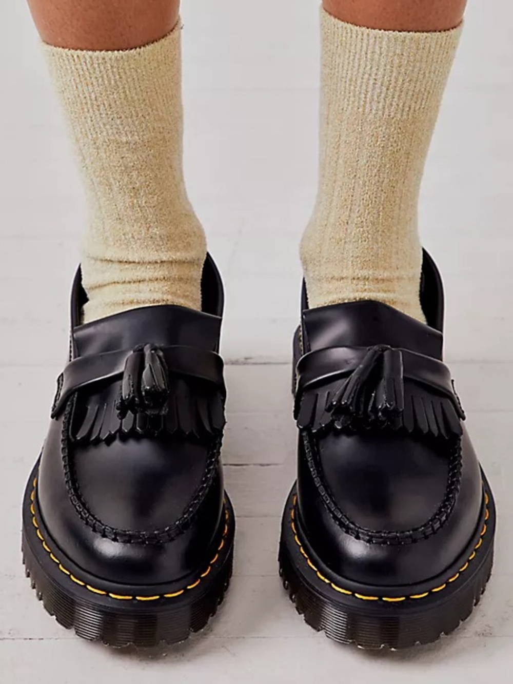 Dr. Martens Adrian Quad Bex Smooth Leather Tassel Loafers Black Womens 7